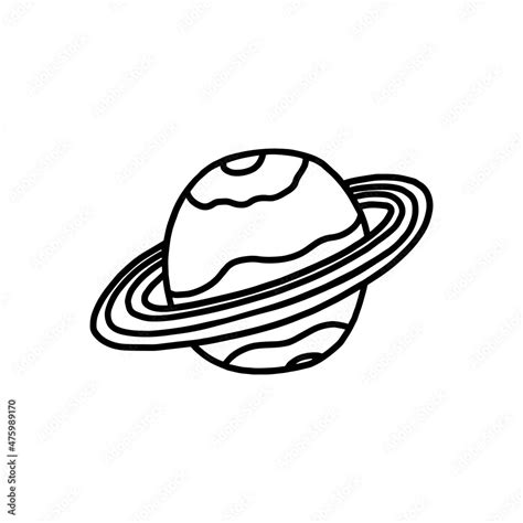 Planet saturn with rings in hand drawn doodle style, vector ...