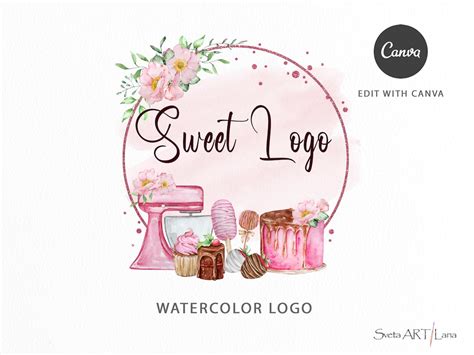 Baking Watercolor Mixer Logo Cakesicle Logo Sweet Treats Premade Logo