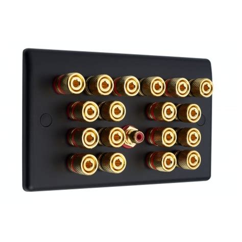 Matt Black 9 1 Surround Sound Audio AV Speaker Wall Face Plate Kit