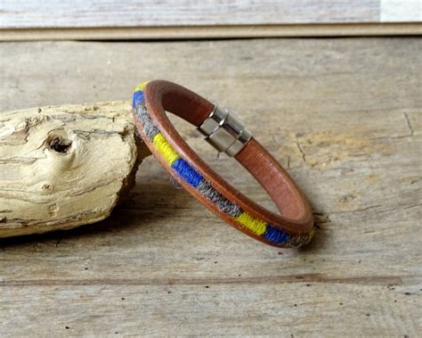 Pulsera del brazalete de cuero de los hombres pulsera de Etsy España