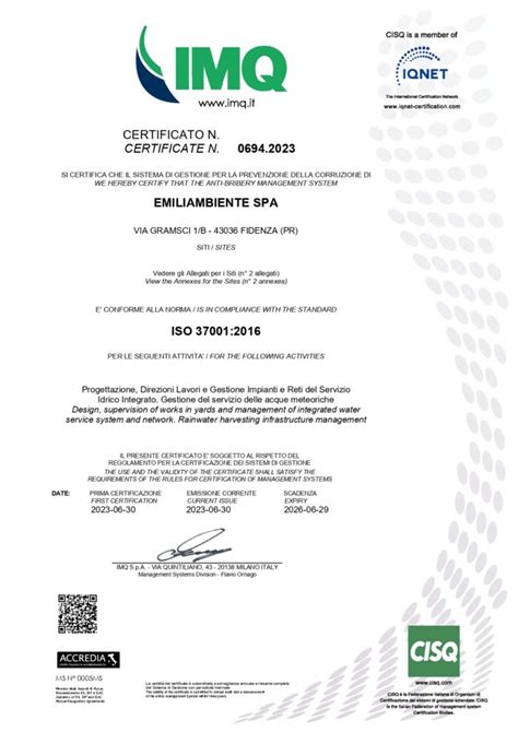 Emiliambiente Anticorruzione EA Conforme Agli Standard UNI ISO 37001