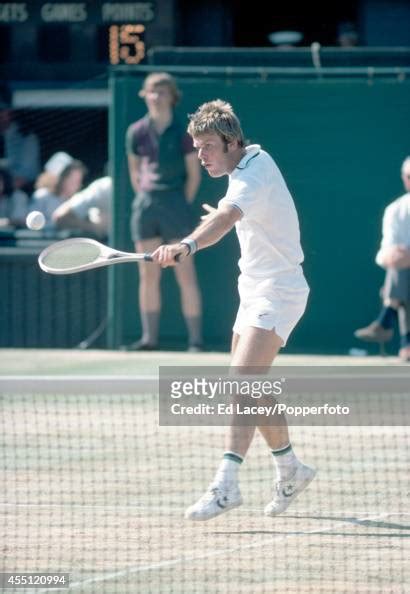 Roscoe Tanner of the United States in action at Wimbledon, circa June ...