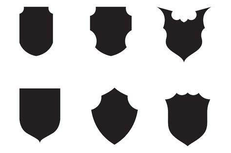 Premium Vector A Set Of Black And White Shields With Different Designs