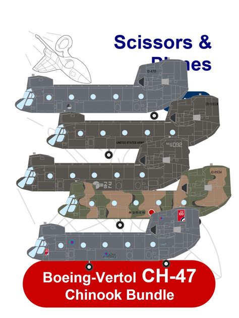 1 100 Snp Boeing Vertol CH 47 Chinook Bundle Paper Model EcardModels