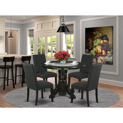 East West Furniture Shdr Blk Pc Rounded Inch Dining Table And