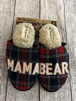 Dearfoams Mama Bear Red Plaid Clog Memory Foam Slippers Small Ebay