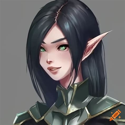 Concept Art Of A Confident Female Elf With Spiked Armor On Craiyon