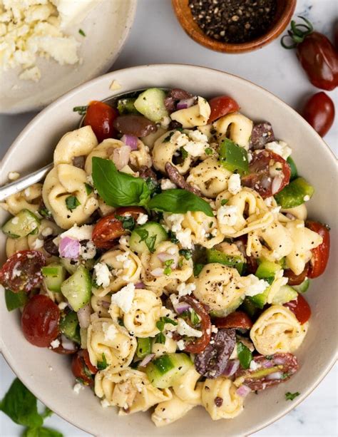 Greek Tortellini Pasta Salad The Flavours Of Kitchen