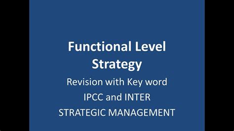 Inter Ca Strategic Management Revision Chapter 6 Functional Level Strategy Part 1 Youtube