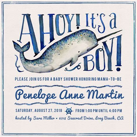 Ahoy It S A Boy Invitations In Blue Greenvelope Ahoy Its A Boy