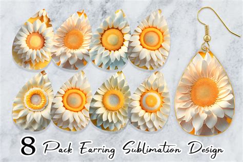 D Sunflowers Daisies Earring Teardrop Graphic By Artnoy Creative Fabrica