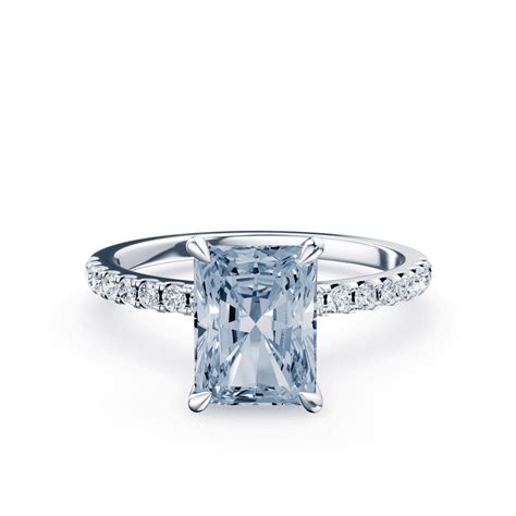 Emerald Cut Blue Diamond Pave Ring – Plum