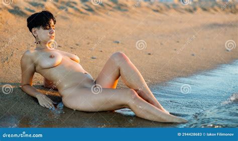 Naked Woman Lying On Beach On Seashore Stock Image Image Of Body Pleasure 294428683