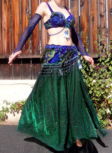 Items Similar To Professional Ameynra Belly Dance Costume Green Blue