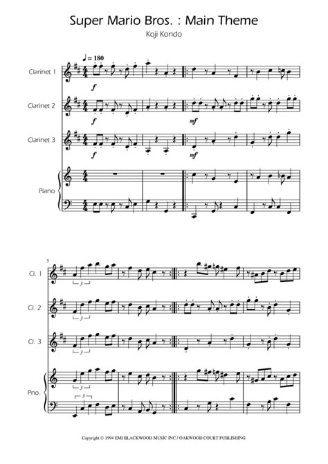 Super Mario Bros Theme Clarinet Trio Digital Sheet Music Sheet Music Plus