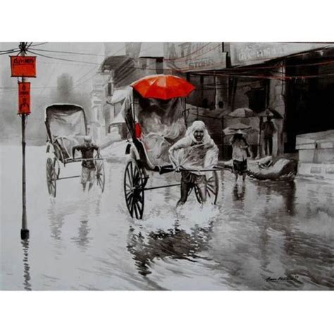 Uv Coated Canvas Hand Pull Rickshaw Of Calcutta Painting At Rs 1150 In