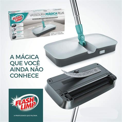 Vassoura M Gica Plus Flashlimp Original Mop Shop Do Lar