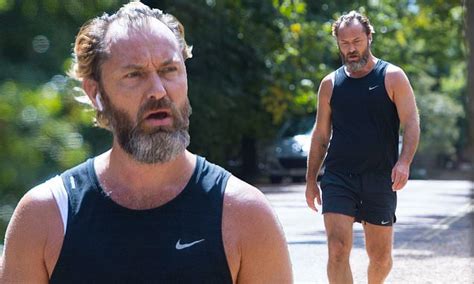 Jude Law Showcases His Rugged Look During A Low Key Jog In London