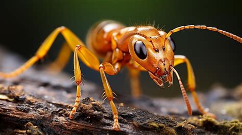Premium AI Image | macro image of golden yellow ant