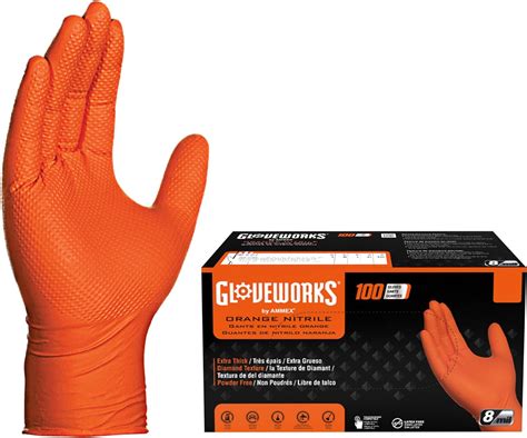 Gloveworks Hd Orange Nitrile Industrial Disposable Gloves 8 Mil Latex