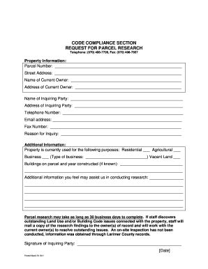 Fillable Online Larimer Research Request Form Larimer County