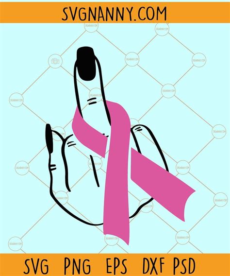 Fuck Cancer Skeleton Middle Finger SVG Breast Cancer Awareness SVG