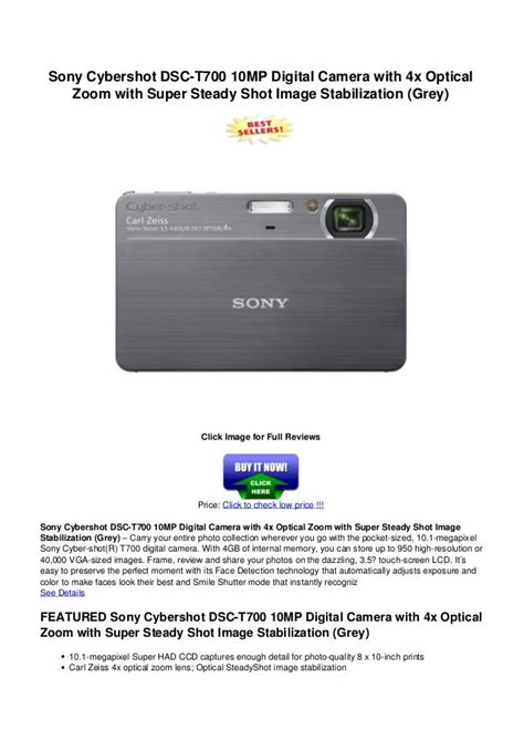 Sony Cybershot Dsc T70010mpdigitalcamerawith4xopticalzoomwit