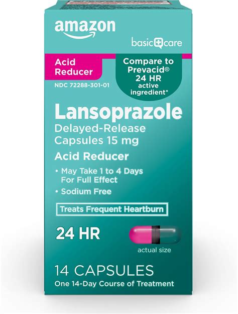 Amazon Basic Care Lansoprazole Delayed Release Capsules 15 Mg Treats Frequent