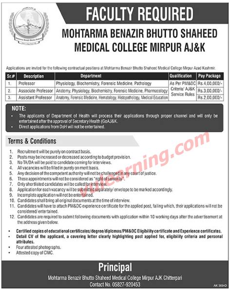 Mohtarma Benazir Bhutto Medical College Mirpur AJK Jobs 2018