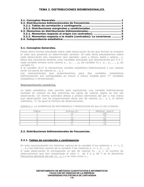 TEMA 3 DISTRIBUCIONES BIDIMENSIONALES