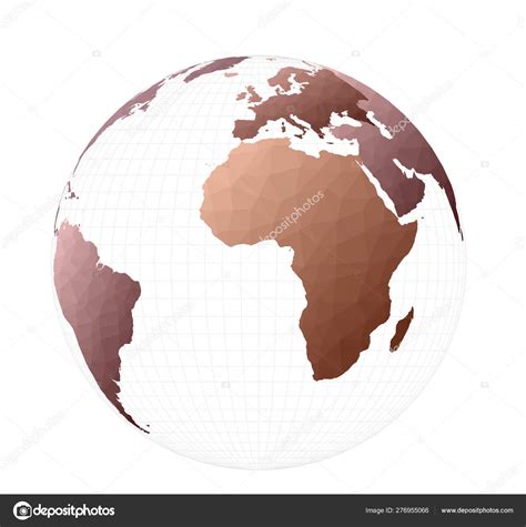 Polygonal World Map Orthographic Projection Perfect Vector Illustration