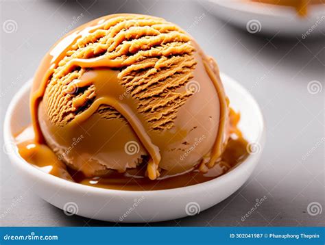 Salted Caramel Scoop Of Ice Cream Stock Illustration Illustration Of Salted Summer 302041987