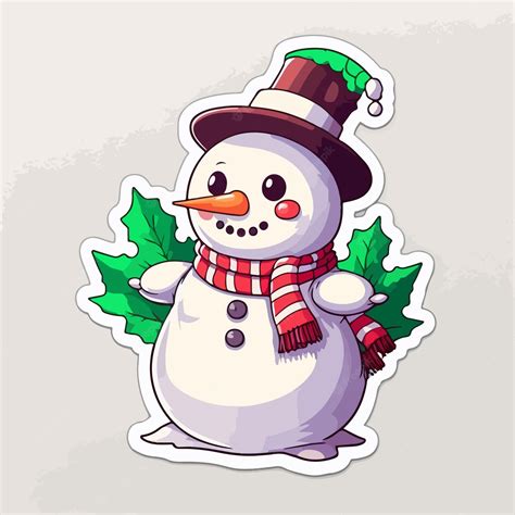 Premium Vector | Sticker template with christmas snowman xmas snowman ...