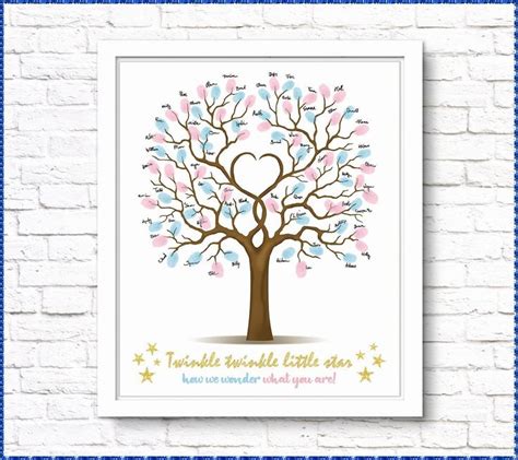 Gender Reveal Ideas Heart Fingerprint Tree Guest Book Custom He Or