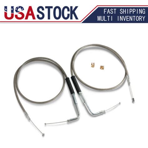 Stainless Steel Throttle And Idle Cable Set For Harley Davidson