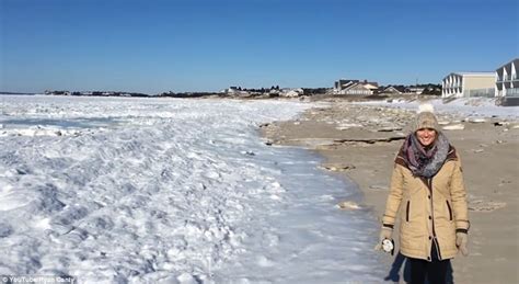 Falmouth Beach Completely Frozen Over In Amazing Video Daily Mail Online