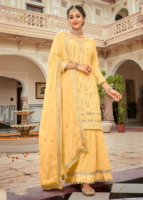 Sharara Suit Design Yellow Colour Atelier Yuwa Ciao Jp