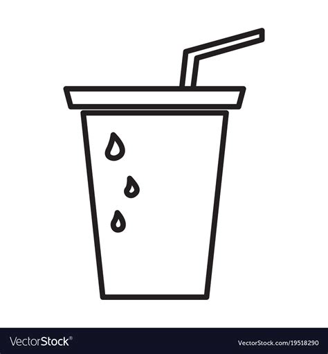 Soda Plastic Cup Outline Royalty Free Vector Image