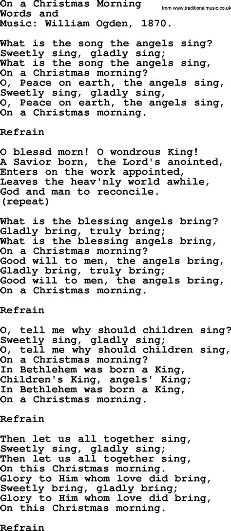 Christmas Hymns Carols And Songs Title On A Christmas Morning