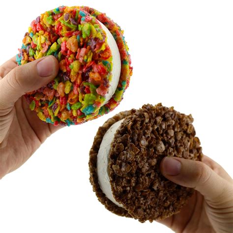 [homemade] Fruity Pebbles And Cocoa Pebbles Ice Cream Sandwiches R Food