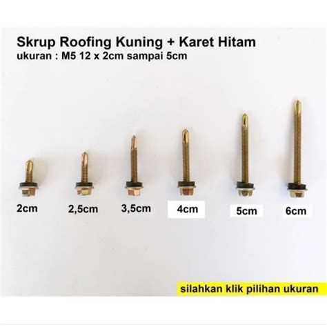 Jual Skrup Sekrup Roofing Baja Ringan Kuning Karet M5 12 X 2 Cm 2 5 Cm