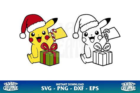 christmas pikachu svg clipart gravectory