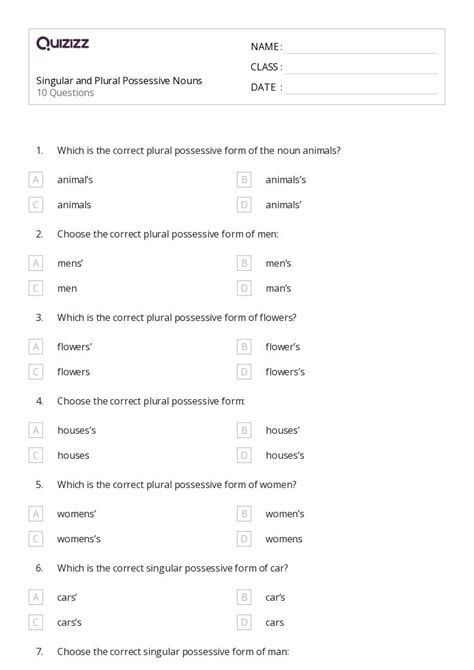 Plural Noun Possessives Worksheet Live Worksheets Worksheets Library