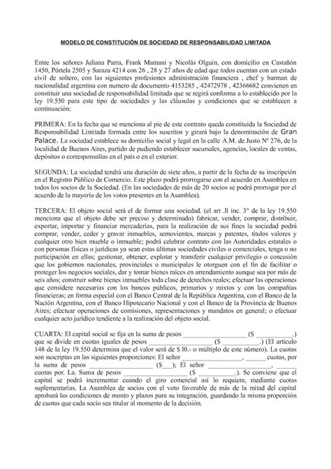 Modelo De Contrato De Socios Para Un Negocio Noticias Modelo