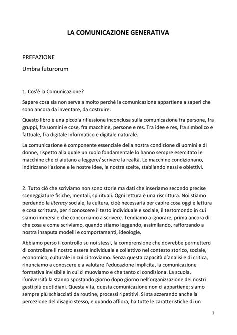 La Comunicazione Generativa La Comunicazione Generativa Prefazione