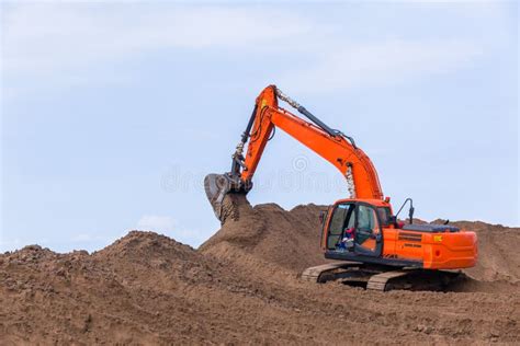 Earthworks Construction Operating Excavator Machine Stock Image Image