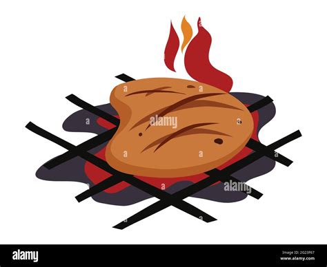 Meat Bbq Clip Art Vector Illustration On White Background Stock Vector