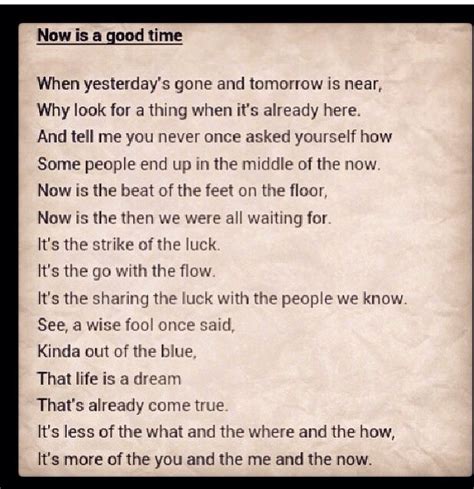 Now Is A Good Time Life Lessons Poems Feelings