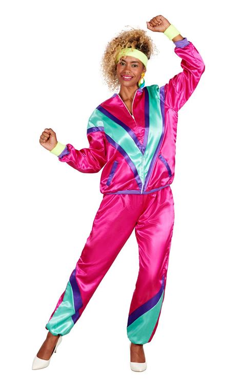 Womens 80s Pink Shellsuit Costume