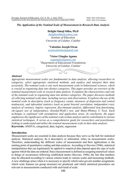 (PDF) The application of the nominal scale of measurement in research ...